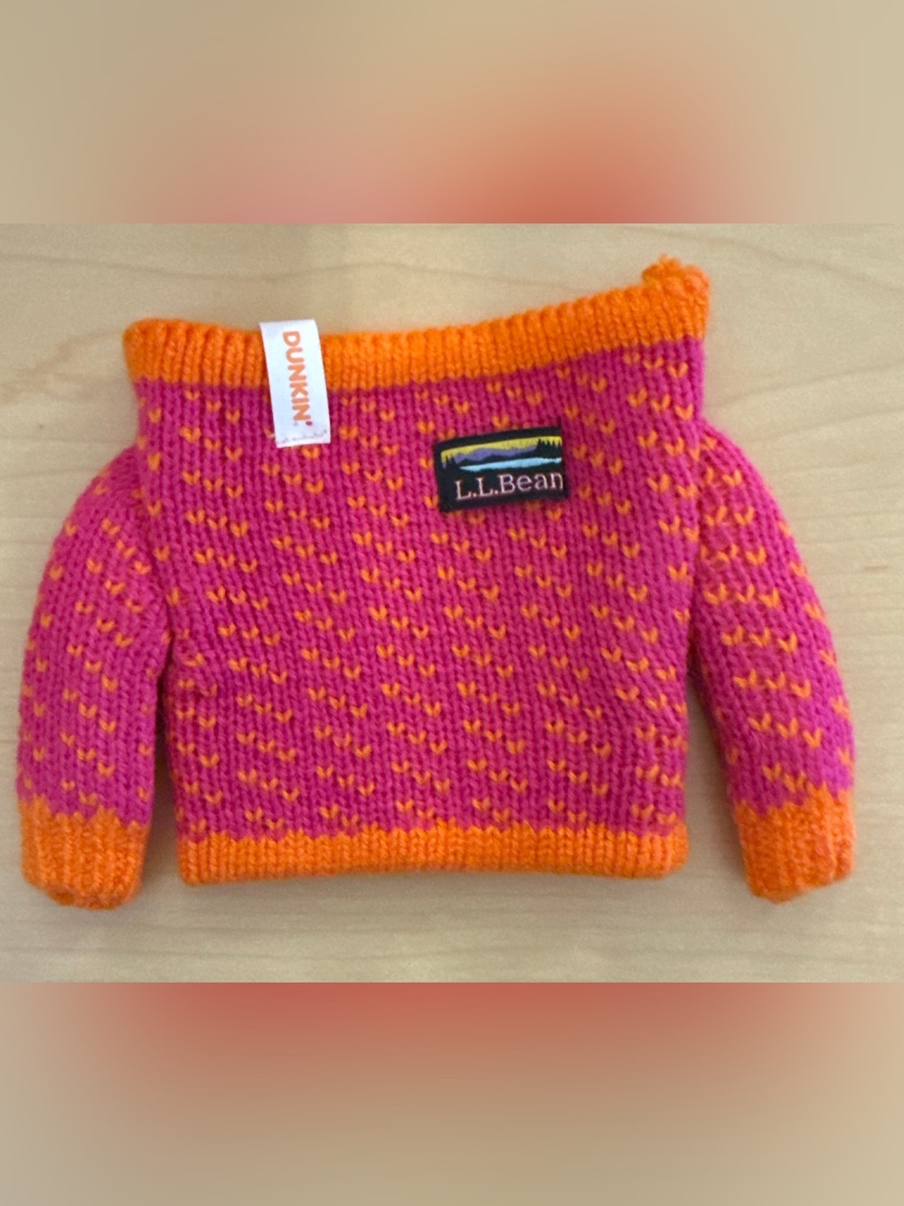 L.L. Bean Bright Pink and Orange Off-the-Shoulder Knit Sweater